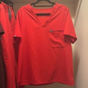 Figs Catarina Pop Red Scrub Top
